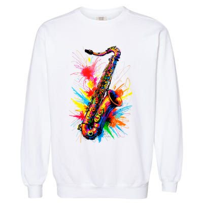 Colorful Saxophone Garment-Dyed Sweatshirt
