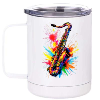 Colorful Saxophone 12 oz Stainless Steel Tumbler Cup