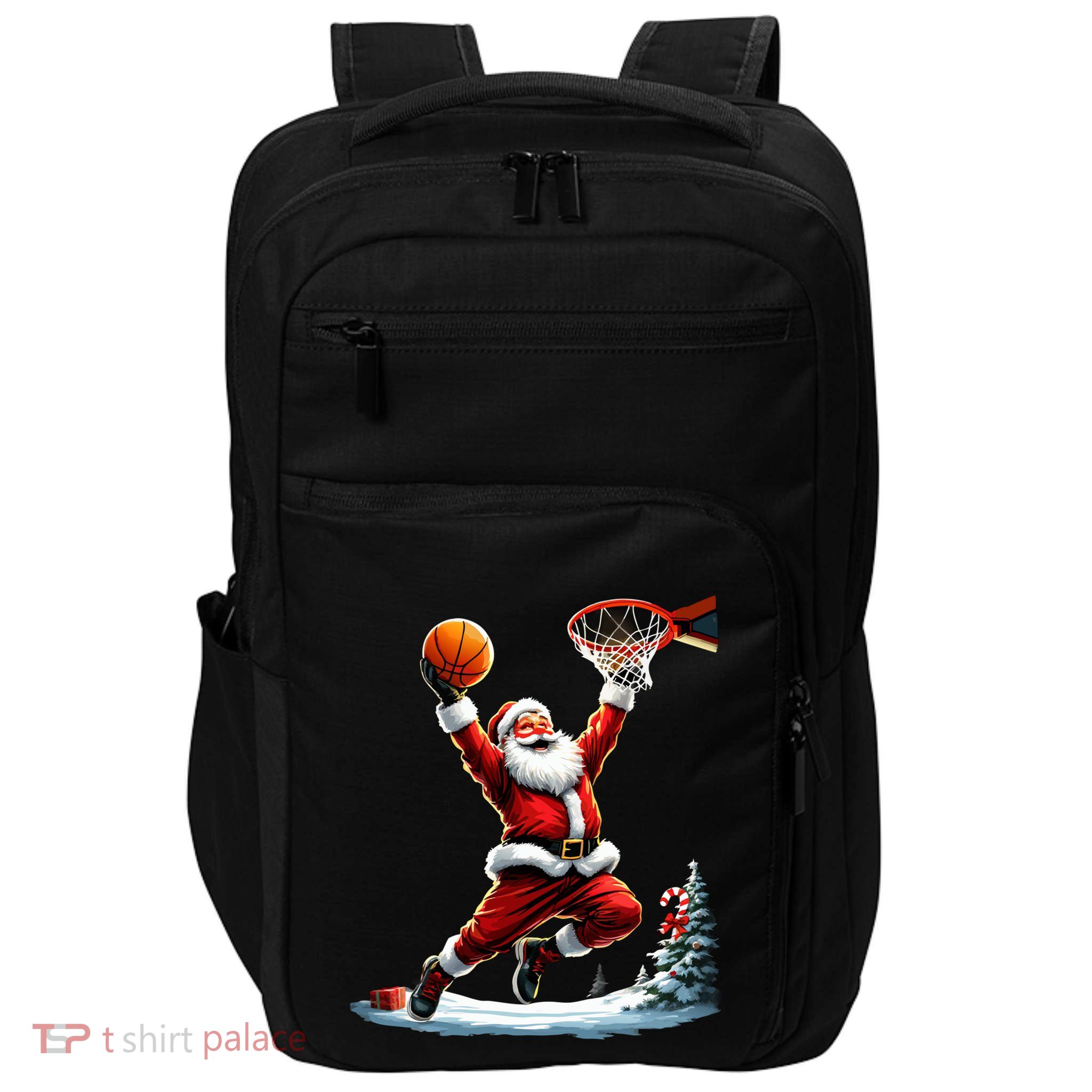 Cute Santa Claus Playing Basketball Merry Christmas Gift Impact Tech Backpack