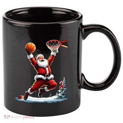 Cute Santa Claus Playing Basketball Merry Christmas Gift 11oz C Handle Ceramic Mug