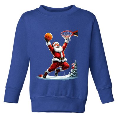 Cute Santa Claus Playing Basketball Merry Christmas Gift Toddler Sweatshirt