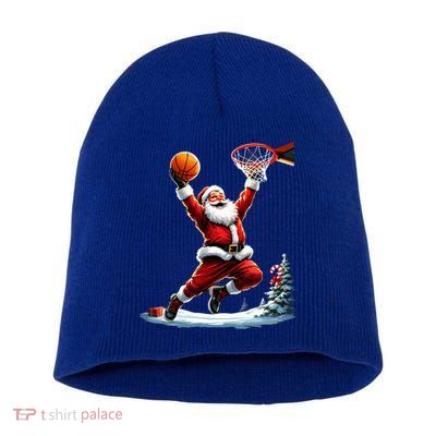 Cute Santa Claus Playing Basketball Merry Christmas Gift Short Acrylic Beanie