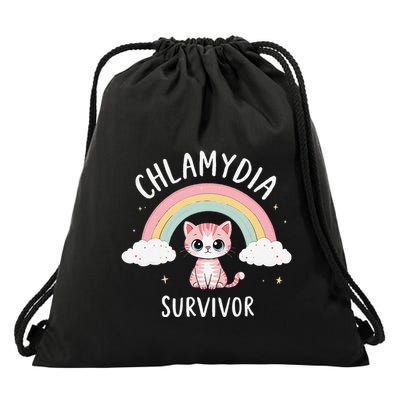 Chlamydia Survivor Cat Meme Funny Humor Drawstring Bag