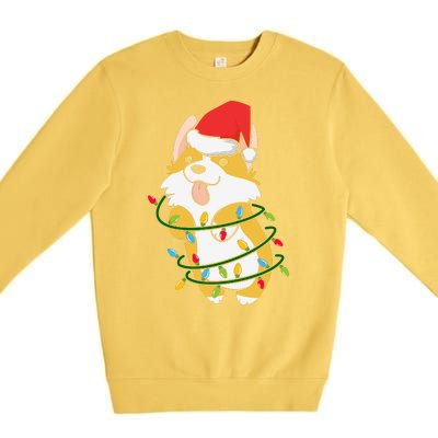 Corgi Santa Christmas Tree Lights Xmas Boys Corgmas Dog Premium Crewneck Sweatshirt