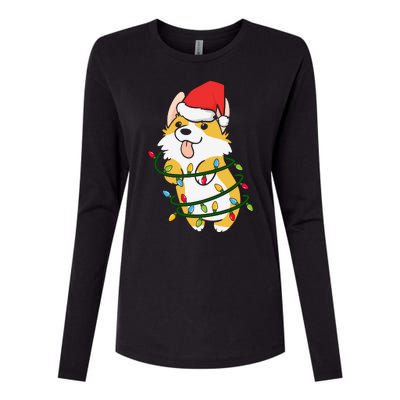 Corgi Santa Christmas Tree Lights Xmas Boys Corgmas Dog Womens Cotton Relaxed Long Sleeve T-Shirt