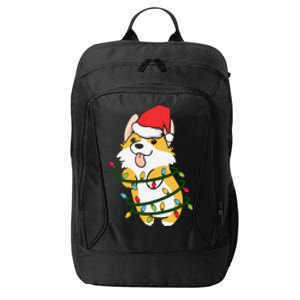 Corgi Santa Christmas Tree Lights Xmas Boys Corgmas Dog City Backpack