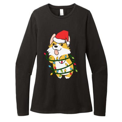 Corgi Santa Christmas Tree Lights Xmas Boys Corgmas Dog Womens CVC Long Sleeve Shirt