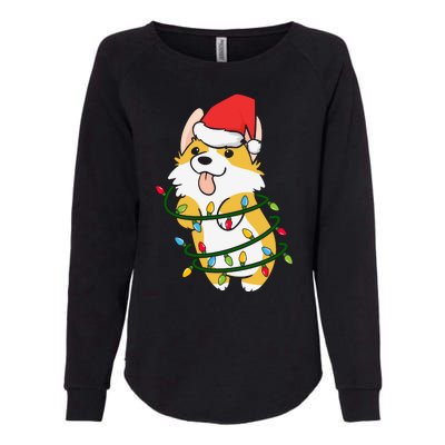 Corgi Santa Christmas Tree Lights Xmas Boys Corgmas Dog Womens California Wash Sweatshirt