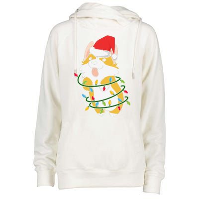 Corgi Santa Christmas Tree Lights Xmas Boys Corgmas Dog Womens Funnel Neck Pullover Hood