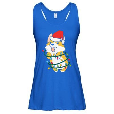 Corgi Santa Christmas Tree Lights Xmas Boys Corgmas Dog Ladies Essential Flowy Tank