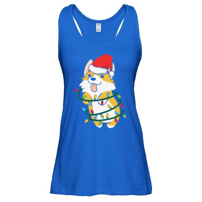 Corgi Santa Christmas Tree Lights Xmas Boys Corgmas Dog Ladies Essential Flowy Tank