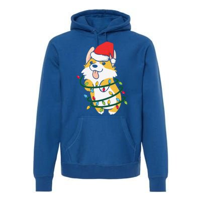 Corgi Santa Christmas Tree Lights Xmas Boys Corgmas Dog Premium Hoodie