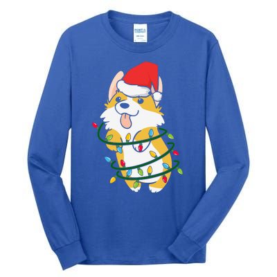 Corgi Santa Christmas Tree Lights Xmas Boys Corgmas Dog Tall Long Sleeve T-Shirt