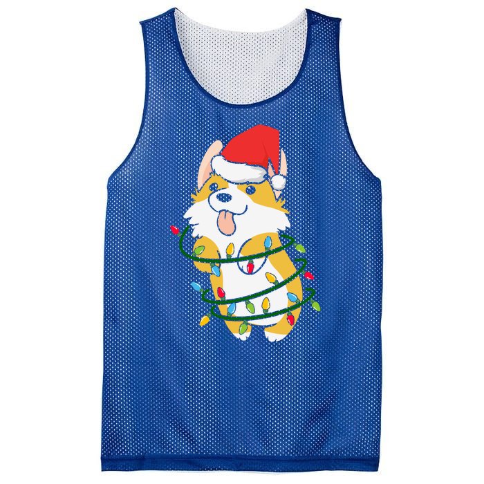 Corgi Santa Christmas Tree Lights Xmas Boys Corgmas Dog Mesh Reversible Basketball Jersey Tank