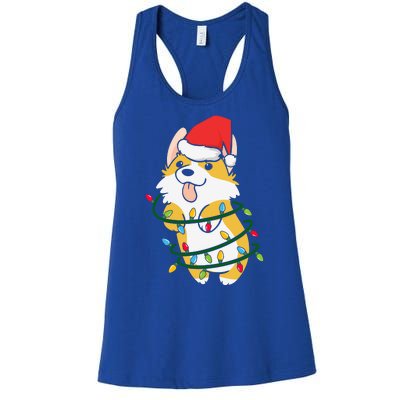 Corgi Santa Christmas Tree Lights Xmas Boys Corgmas Dog Women's Racerback Tank