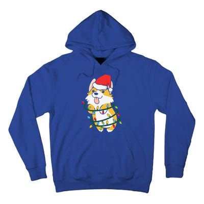 Corgi Santa Christmas Tree Lights Xmas Boys Corgmas Dog Tall Hoodie