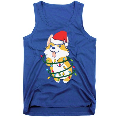 Corgi Santa Christmas Tree Lights Xmas Boys Corgmas Dog Tank Top