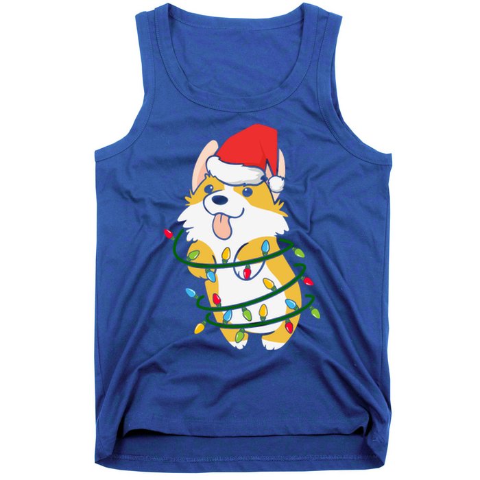 Corgi Santa Christmas Tree Lights Xmas Boys Corgmas Dog Tank Top