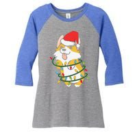 Corgi Santa Christmas Tree Lights Xmas Boys Corgmas Dog Women's Tri-Blend 3/4-Sleeve Raglan Shirt