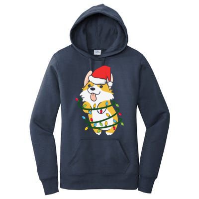 Corgi Santa Christmas Tree Lights Xmas Boys Corgmas Dog Women's Pullover Hoodie