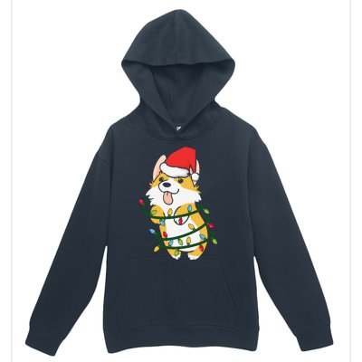 Corgi Santa Christmas Tree Lights Xmas Boys Corgmas Dog Urban Pullover Hoodie