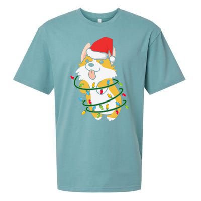 Corgi Santa Christmas Tree Lights Xmas Boys Corgmas Dog Sueded Cloud Jersey T-Shirt