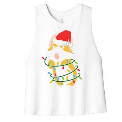 Corgi Santa Christmas Tree Lights Xmas Boys Corgmas Dog Women's Racerback Cropped Tank