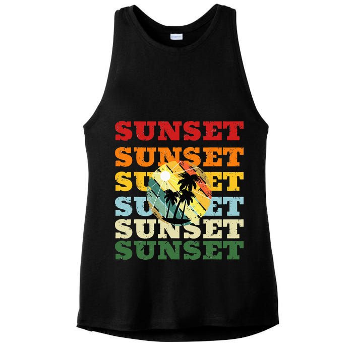 Cool Summer Casual Graphic Tee Retro Summer Ladies PosiCharge Tri-Blend Wicking Tank