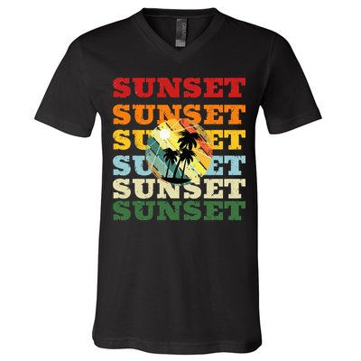 Cool Summer Casual Graphic Tee Retro Summer V-Neck T-Shirt