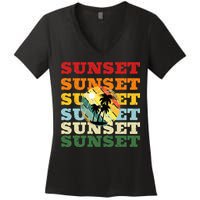 Cool Summer Casual Graphic Tee Retro Summer Women's V-Neck T-Shirt
