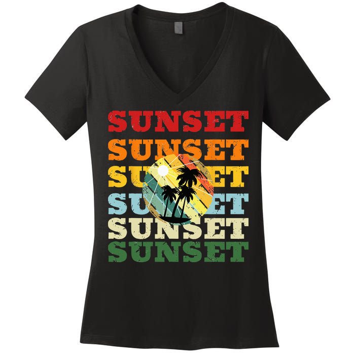 Cool Summer Casual Graphic Tee Retro Summer Women's V-Neck T-Shirt