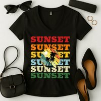 Cool Summer Casual Graphic Tee Retro Summer Women's V-Neck T-Shirt