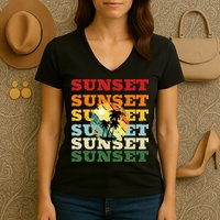 Cool Summer Casual Graphic Tee Retro Summer Women's V-Neck T-Shirt