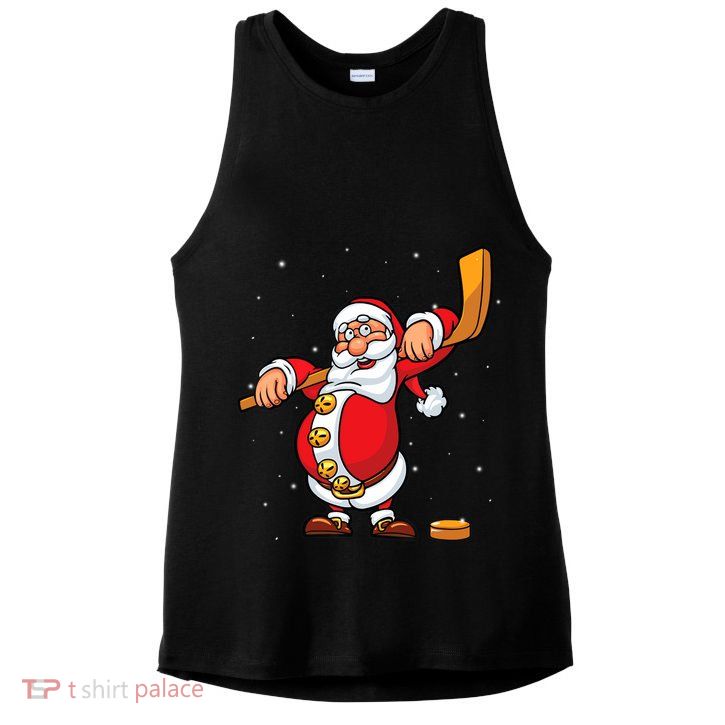 Christmas Santa Claus Ice Hockey Gifts Boys Teens Ladies PosiCharge Tri-Blend Wicking Tank