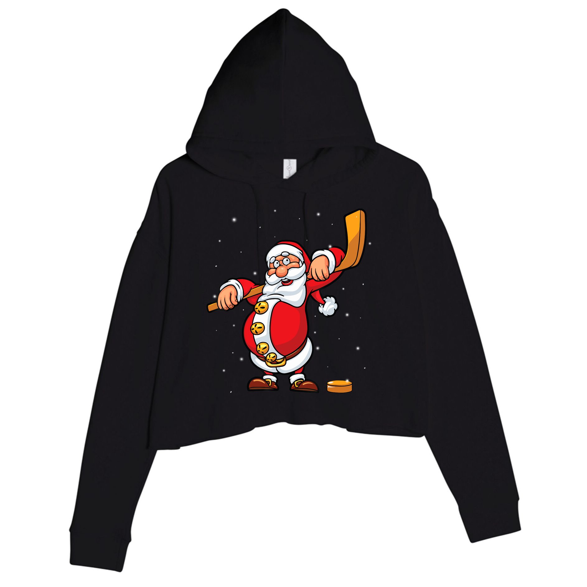 Christmas Santa Claus Ice Hockey Gifts Boys Teens Crop Fleece Hoodie