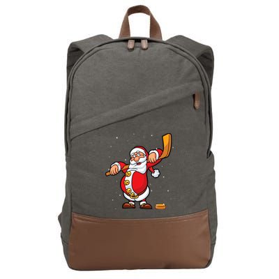 Christmas Santa Claus Ice Hockey Gifts Boys Teens Cotton Canvas Backpack
