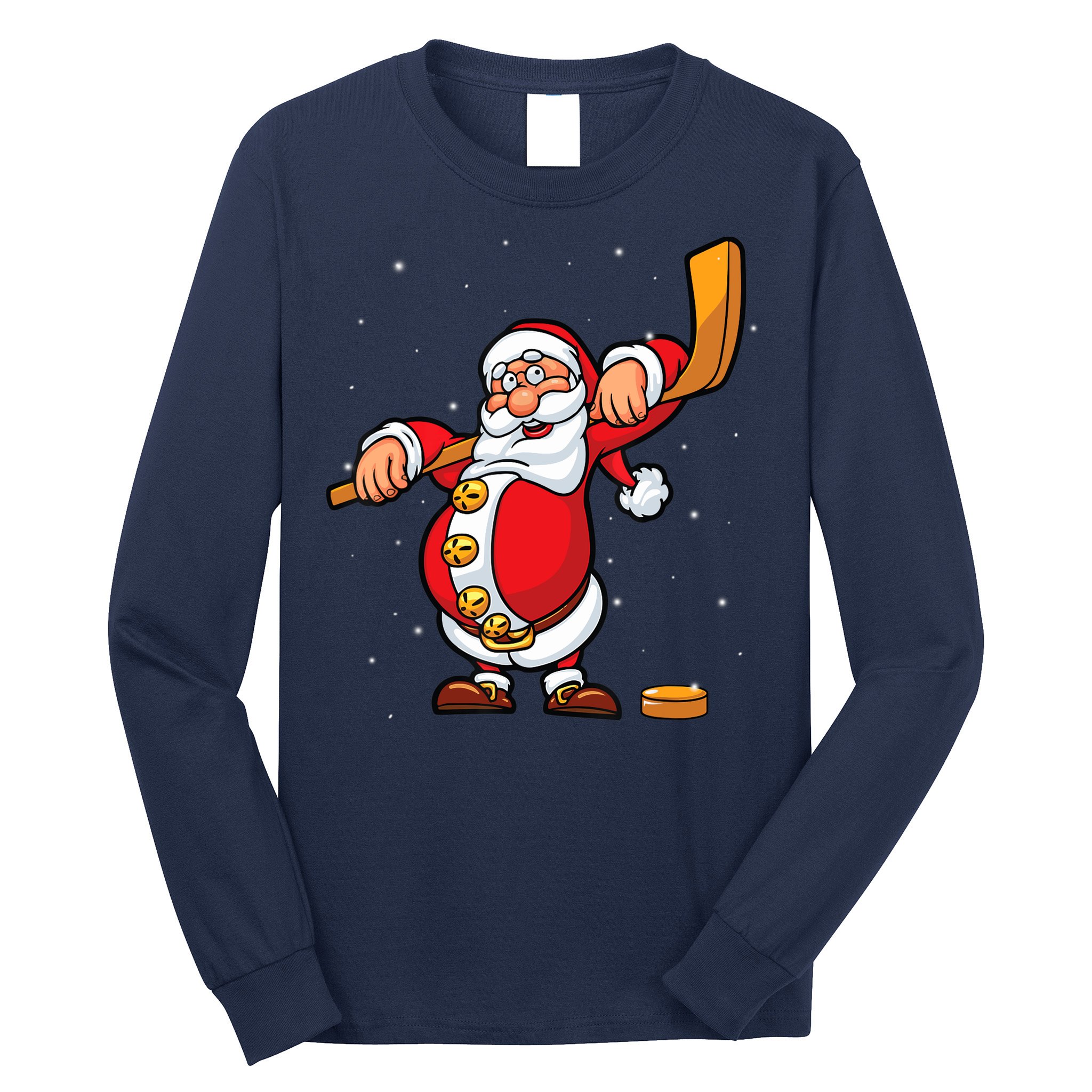 Christmas Santa Claus Ice Hockey Gifts Boys Teens Long Sleeve Shirt