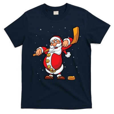 Christmas Santa Claus Ice Hockey Gifts Boys Teens T-Shirt