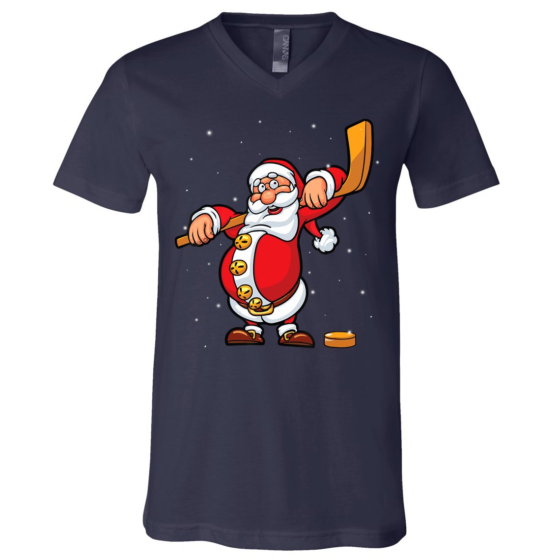Christmas Santa Claus Ice Hockey Gifts Boys Teens V-Neck T-Shirt