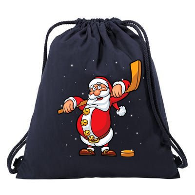 Christmas Santa Claus Ice Hockey Gifts Boys Teens Drawstring Bag