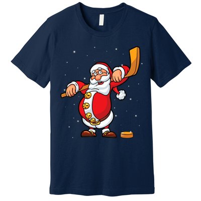 Christmas Santa Claus Ice Hockey Gifts Boys Teens Premium T-Shirt