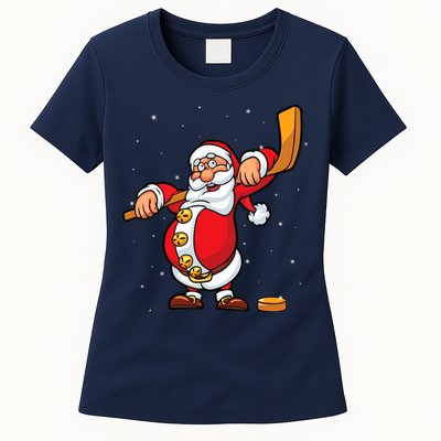 Christmas Santa Claus Ice Hockey Gifts Boys Teens Womens T-Shirt