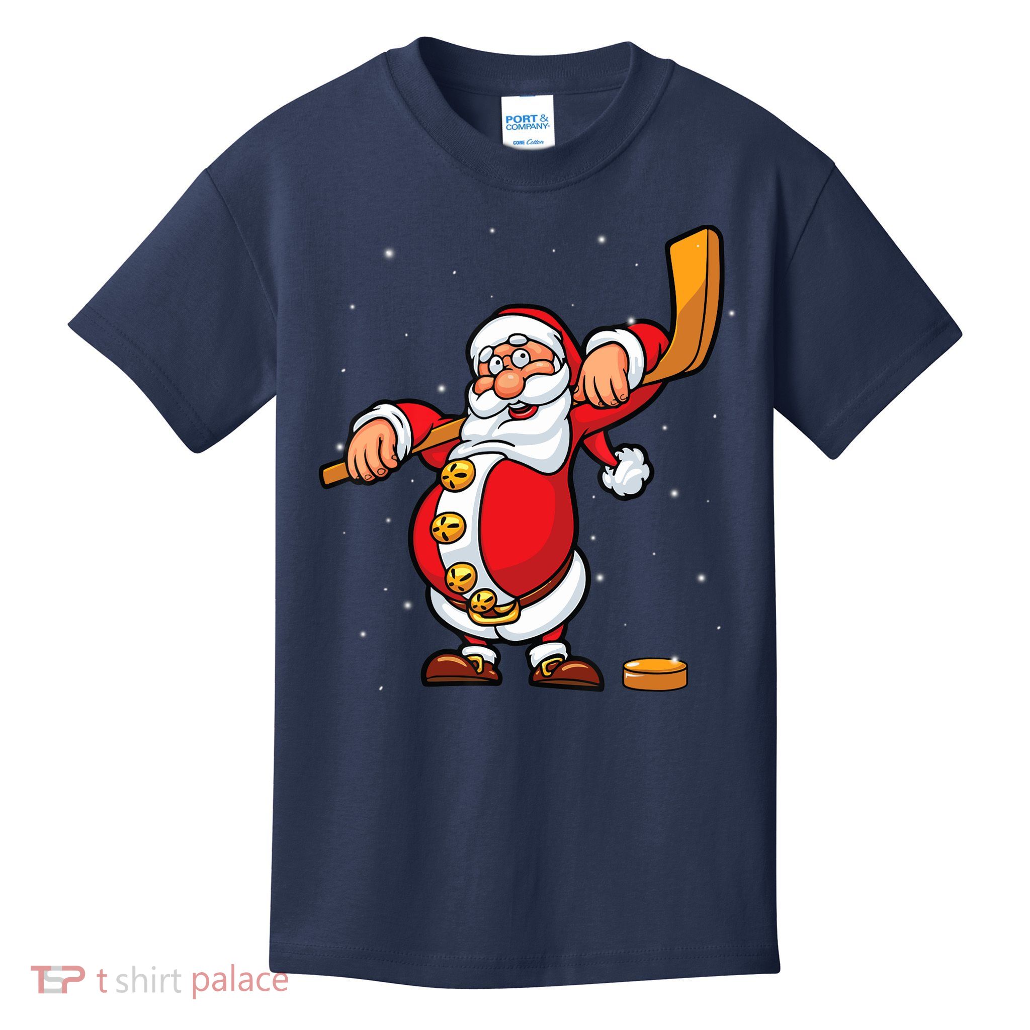 Christmas Santa Claus Ice Hockey Gifts Boys Teens Kids T-Shirt