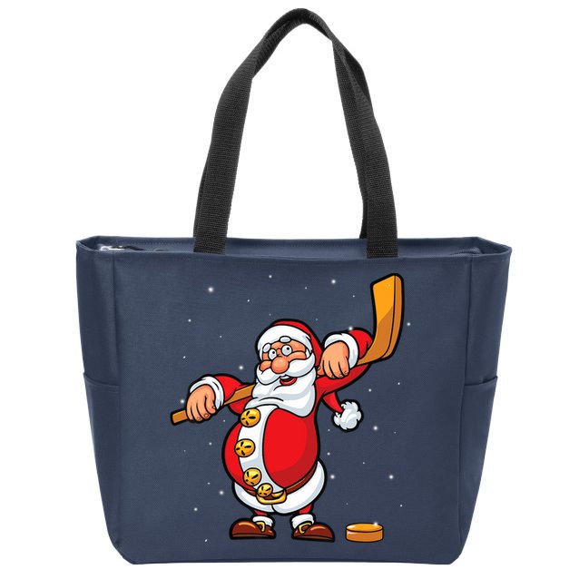 Christmas Santa Claus Ice Hockey Gifts Boys Teens Zip Tote Bag