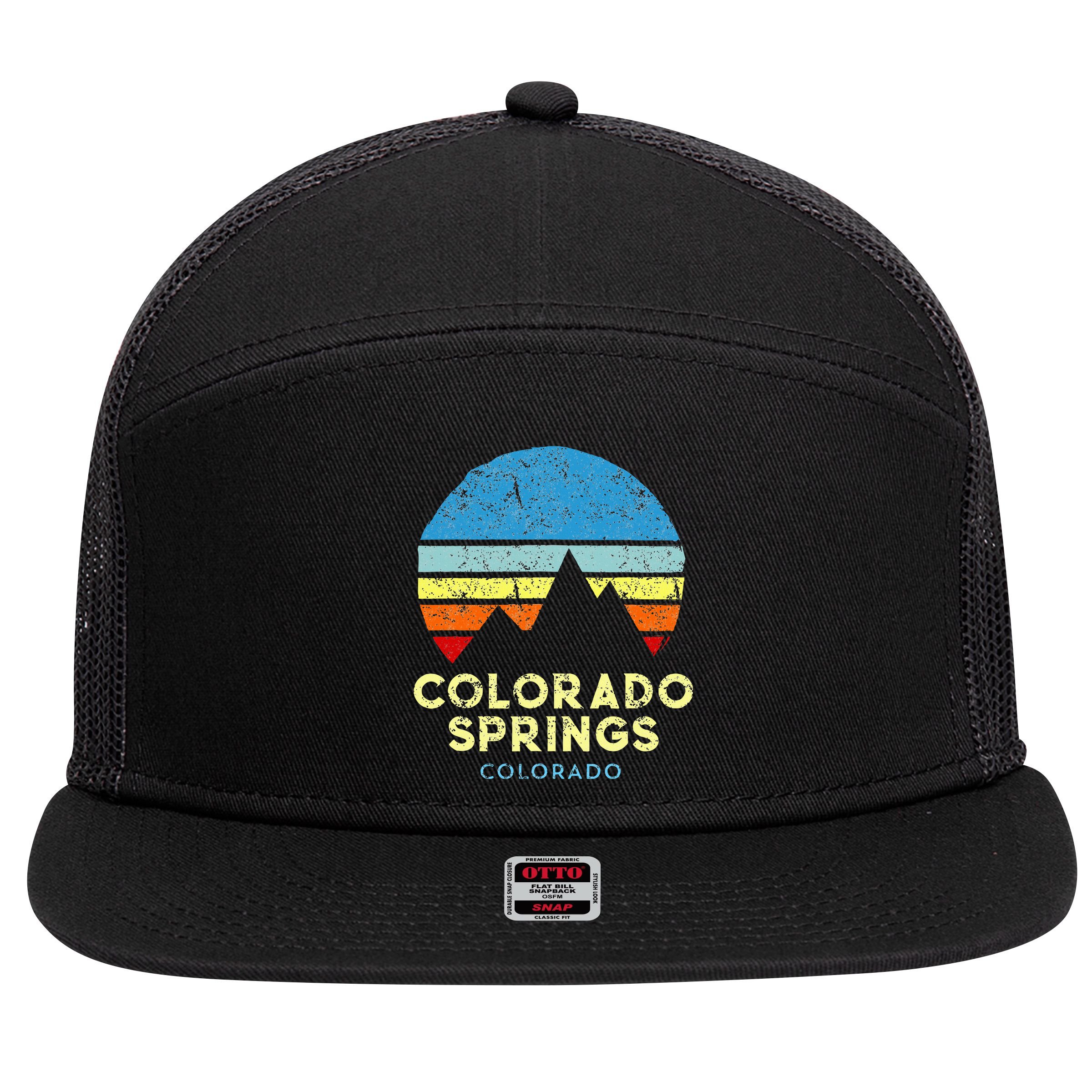 Colorado Springs Colorado 7 Panel Mesh Trucker Snapback Hat