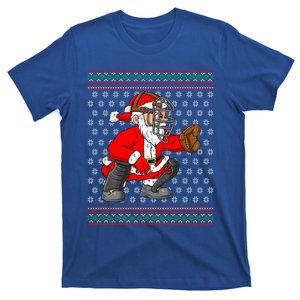 Christmas Santa Claus Baseball Catcher Xmas Cute Gift T-Shirt