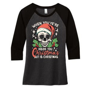 Christmas Skull Women's Tri-Blend 3/4-Sleeve Raglan Shirt