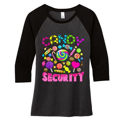 Candy Security Candyland Costume Teens Adult Women's Tri-Blend 3/4-Sleeve Raglan Shirt