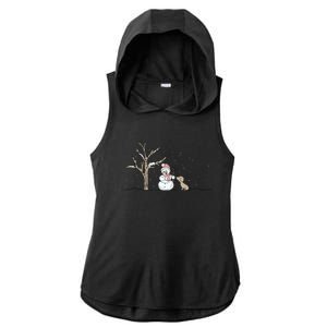 Christmas Snowman Cute Dog Xmas Holiday Minimalist Ladies PosiCharge Tri-Blend Wicking Draft Hoodie Tank