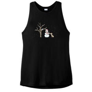 Christmas Snowman Cute Dog Xmas Holiday Minimalist Ladies PosiCharge Tri-Blend Wicking Tank